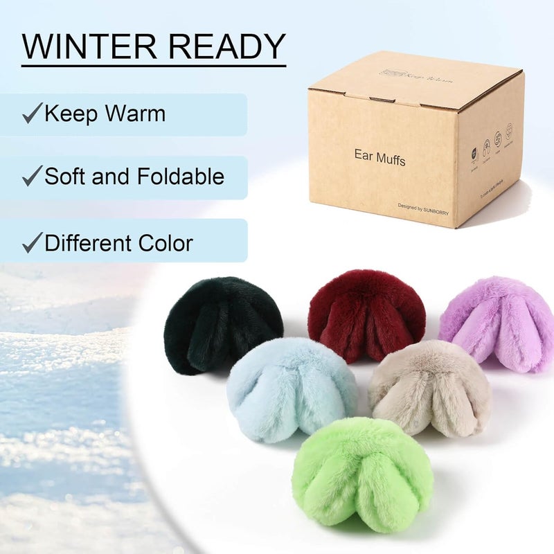 SUNBORRY Store Foldable Ear Muffs for Women, Faux Fur Adjustable Earmuffs for Winter - Image 5